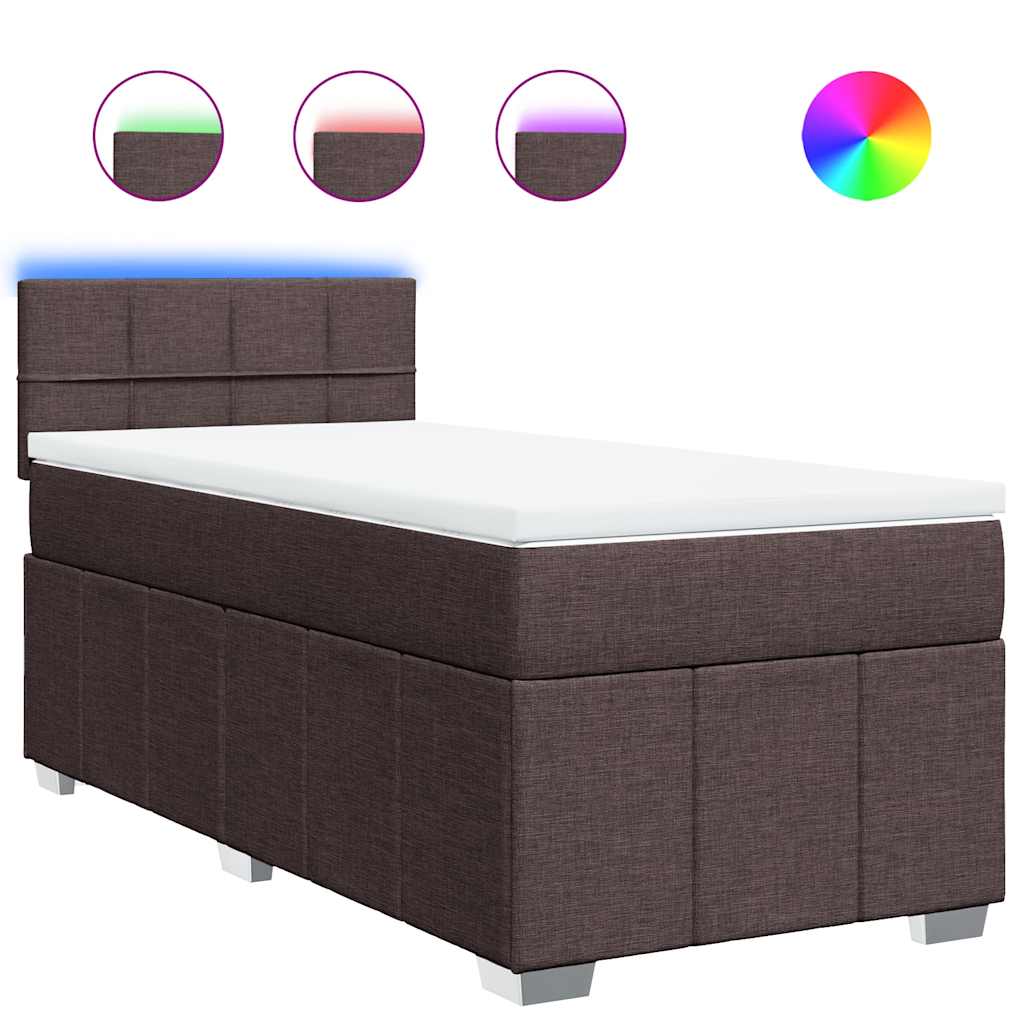 Box Spring Postel S Matrací Tmavě Hnědá 90X200 Cm Textil