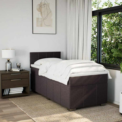 Box Spring Postel S Matrací Tmavě Hnědá 90X200 Cm Textil