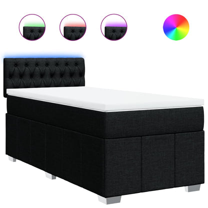Box Spring Postel S Matrací Černá 90X200 Cm Textil