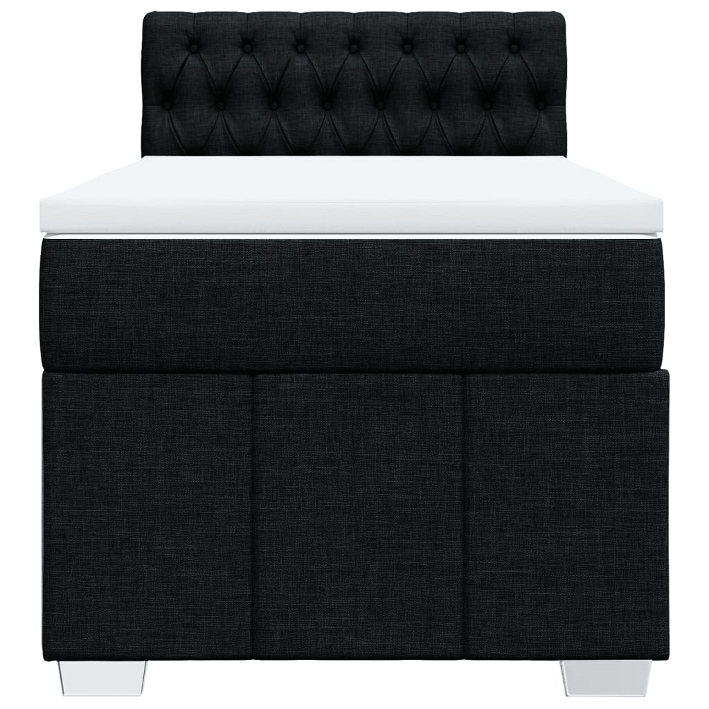 Box Spring Postel S Matrací Černá 90X200 Cm Textil