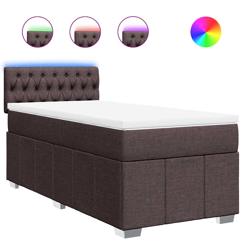 Box Spring Postel S Matrací Tmavě Hnědá 90X200 Cm Textil