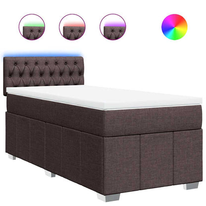 Box Spring Postel S Matrací Tmavě Hnědá 90X200 Cm Textil