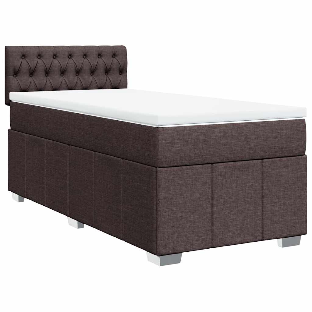 Box Spring Postel S Matrací Tmavě Hnědá 90X200 Cm Textil