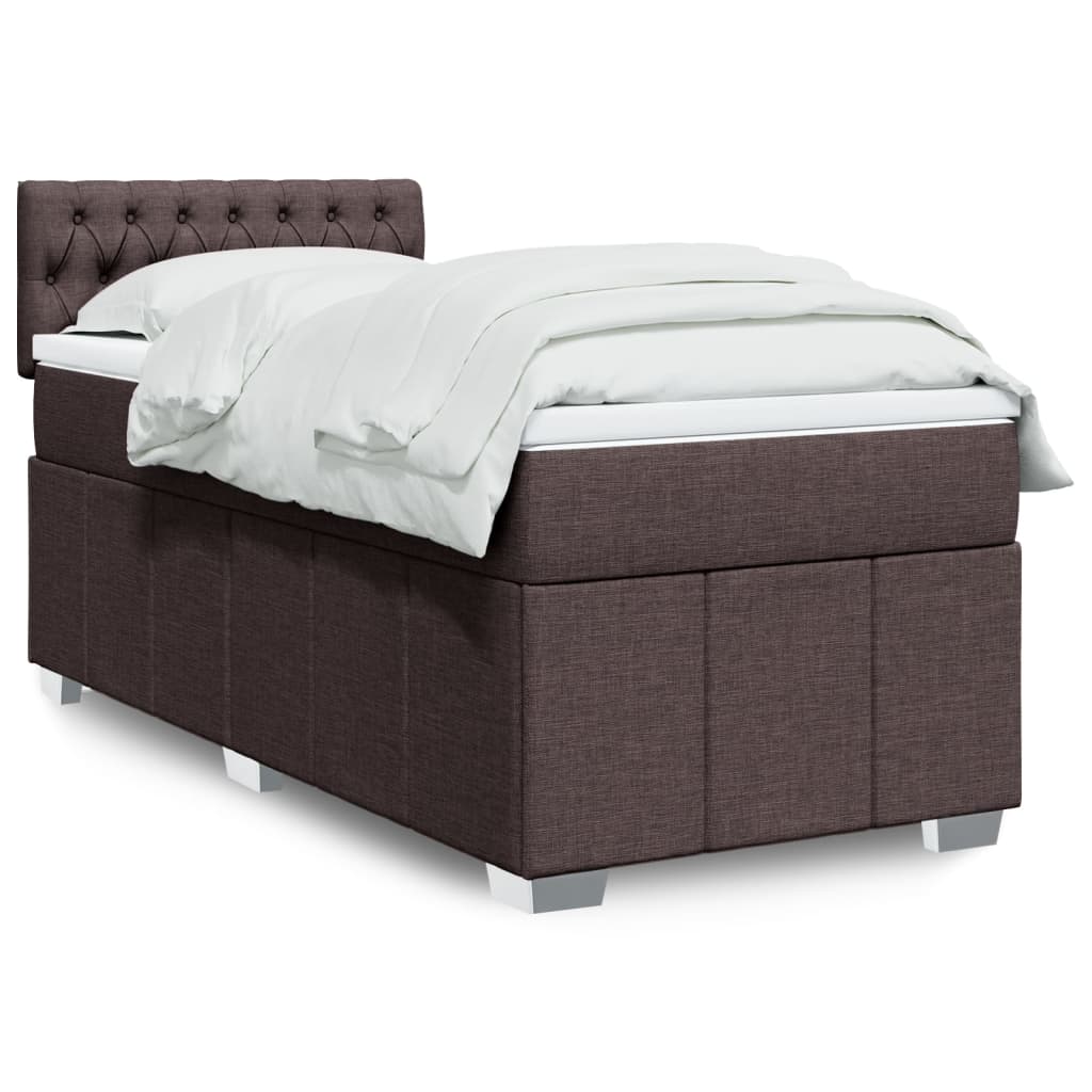 Box Spring Postel S Matrací Tmavě Hnědá 90X200 Cm Textil
