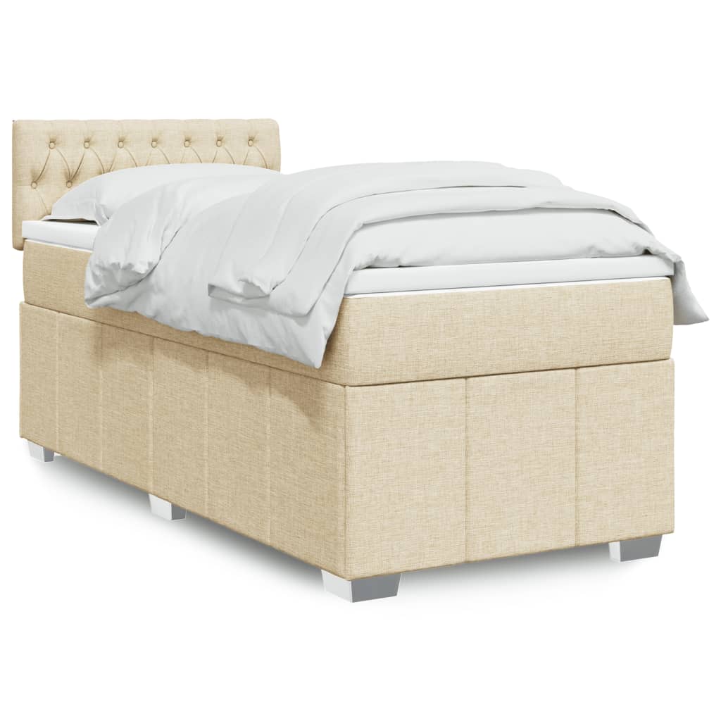 Box Spring Postel S Matrací Textil Krémová