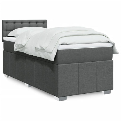 Box Spring Postel S Matrací Textil Tmavě Šedá