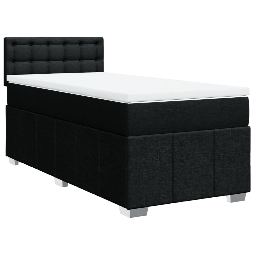 Box Spring Postel S Matrací Černá 90X200 Cm Textil