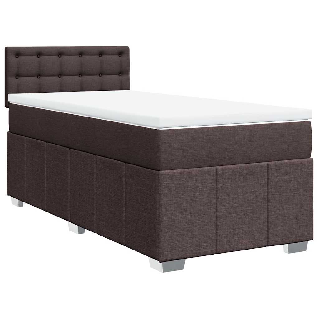 Box Spring Postel S Matrací Tmavě Hnědá 90X200 Cm Textil