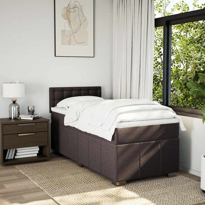 Box Spring Postel S Matrací Tmavě Hnědá 90X200 Cm Textil