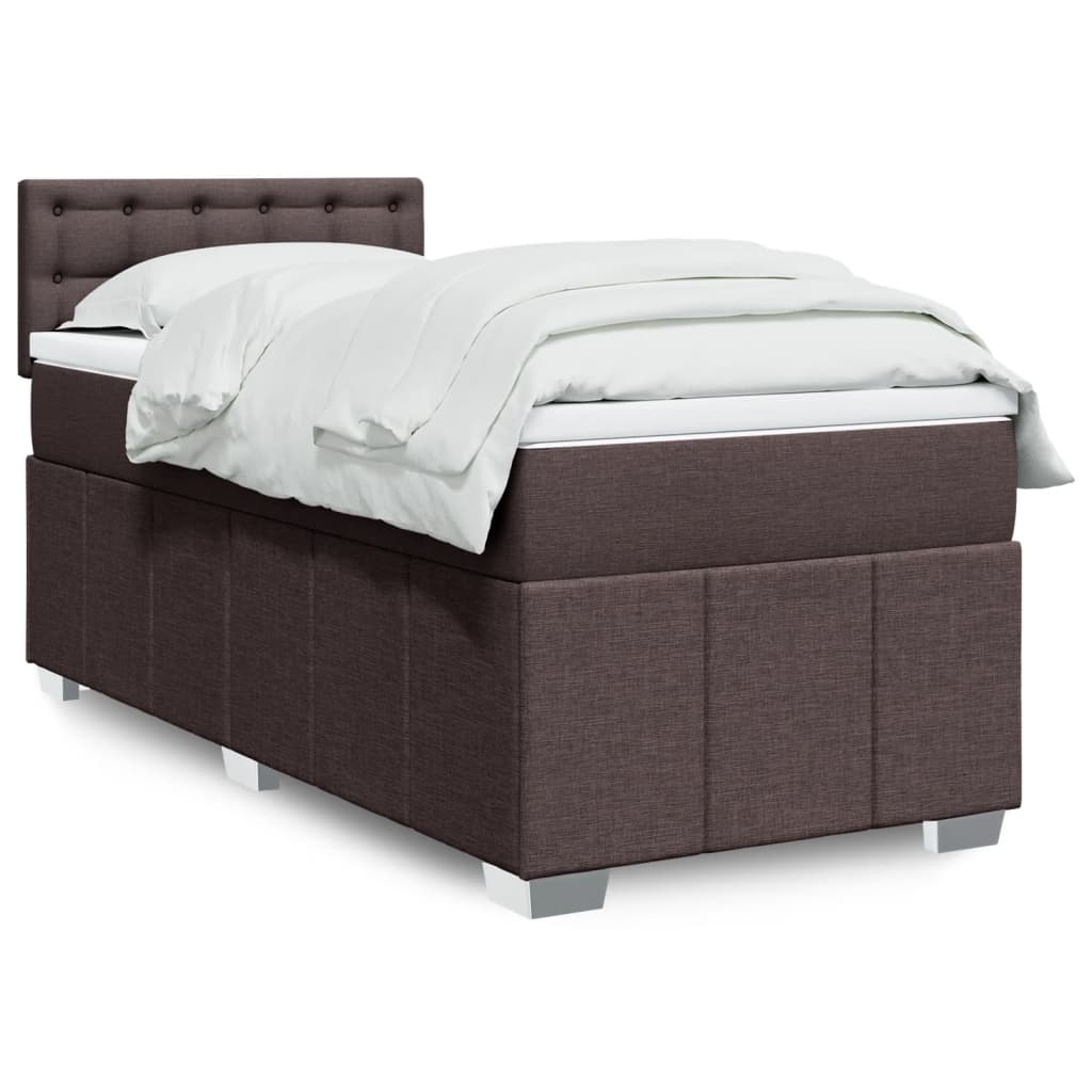 Box Spring Postel S Matrací Tmavě Hnědá 90X200 Cm Textil