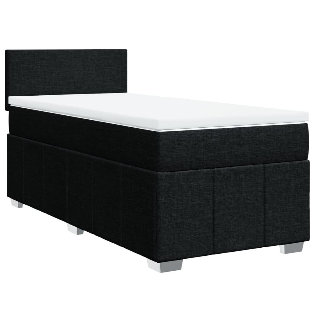 Box Spring Postel S Matrací Černá 100 X 200 Cm Textil