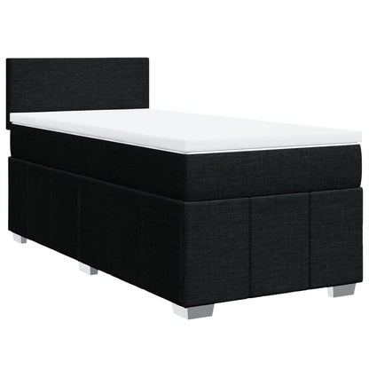 Box Spring Postel S Matrací Černá 100 X 200 Cm Textil