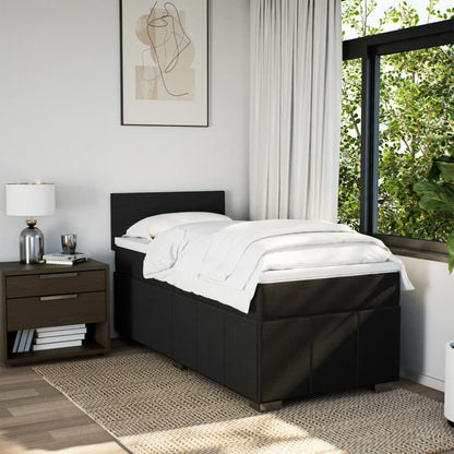 Box Spring Postel S Matrací Černá 100 X 200 Cm Textil