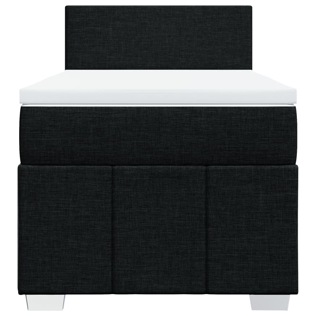 Box Spring Postel S Matrací Černá 100 X 200 Cm Textil
