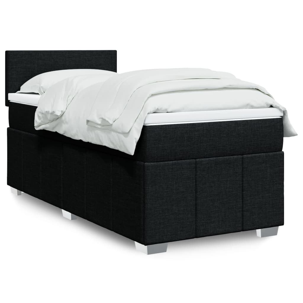 Box Spring Postel S Matrací Černá 100 X 200 Cm Textil