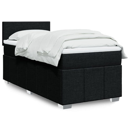 Box Spring Postel S Matrací Černá 100 X 200 Cm Textil