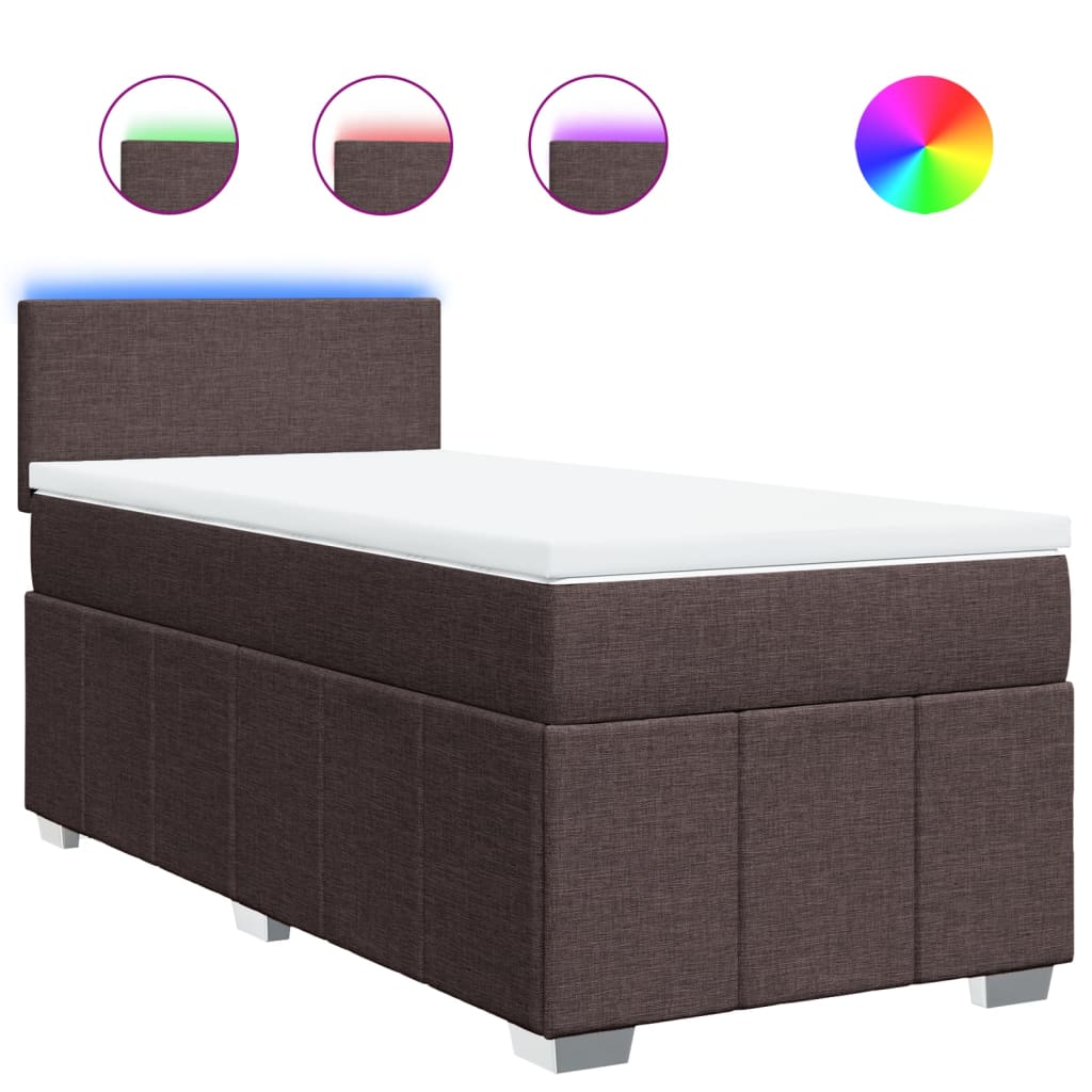 Box Spring Postel S Matrací Tmavě Hnědá 100 X 200 Cm Textil