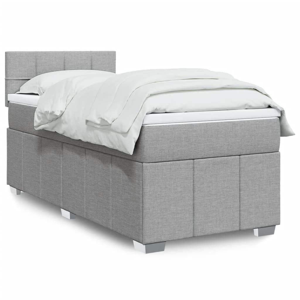 Box Spring Postel S Matrací Textil Světle Šedá