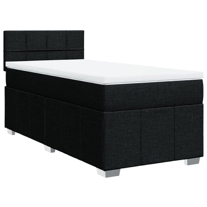Box Spring Postel S Matrací Černá 100 X 200 Cm Textil