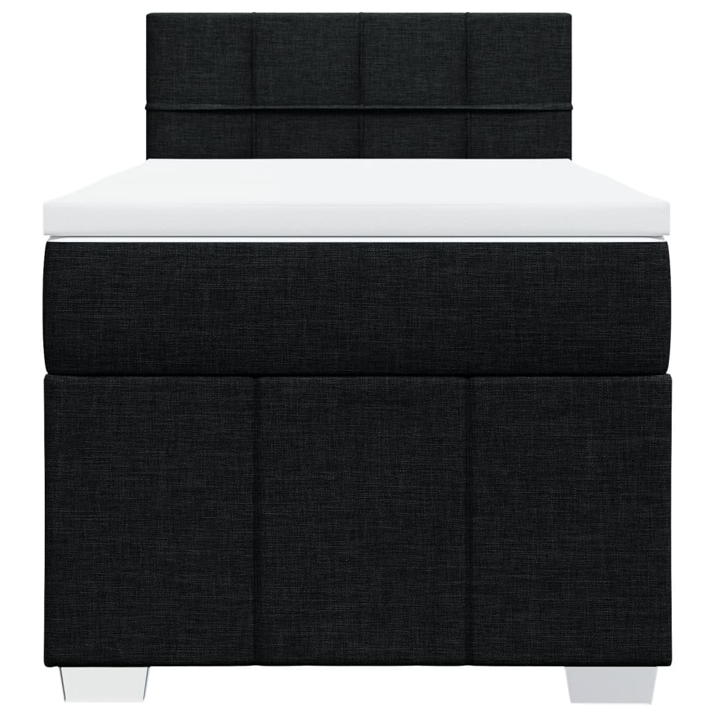 Box Spring Postel S Matrací Černá 100 X 200 Cm Textil