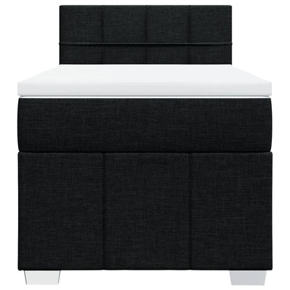 Box Spring Postel S Matrací Černá 100 X 200 Cm Textil