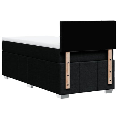Box Spring Postel S Matrací Černá 100 X 200 Cm Textil