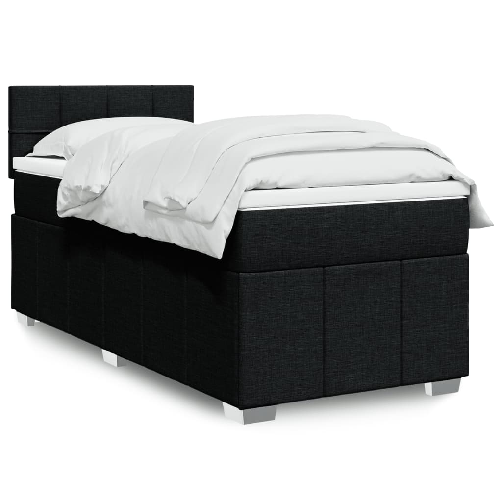 Box Spring Postel S Matrací Černá 100 X 200 Cm Textil