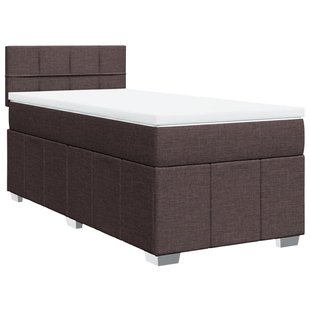 Box Spring Postel S Matrací Tmavě Hnědá 100 X 200 Cm Textil