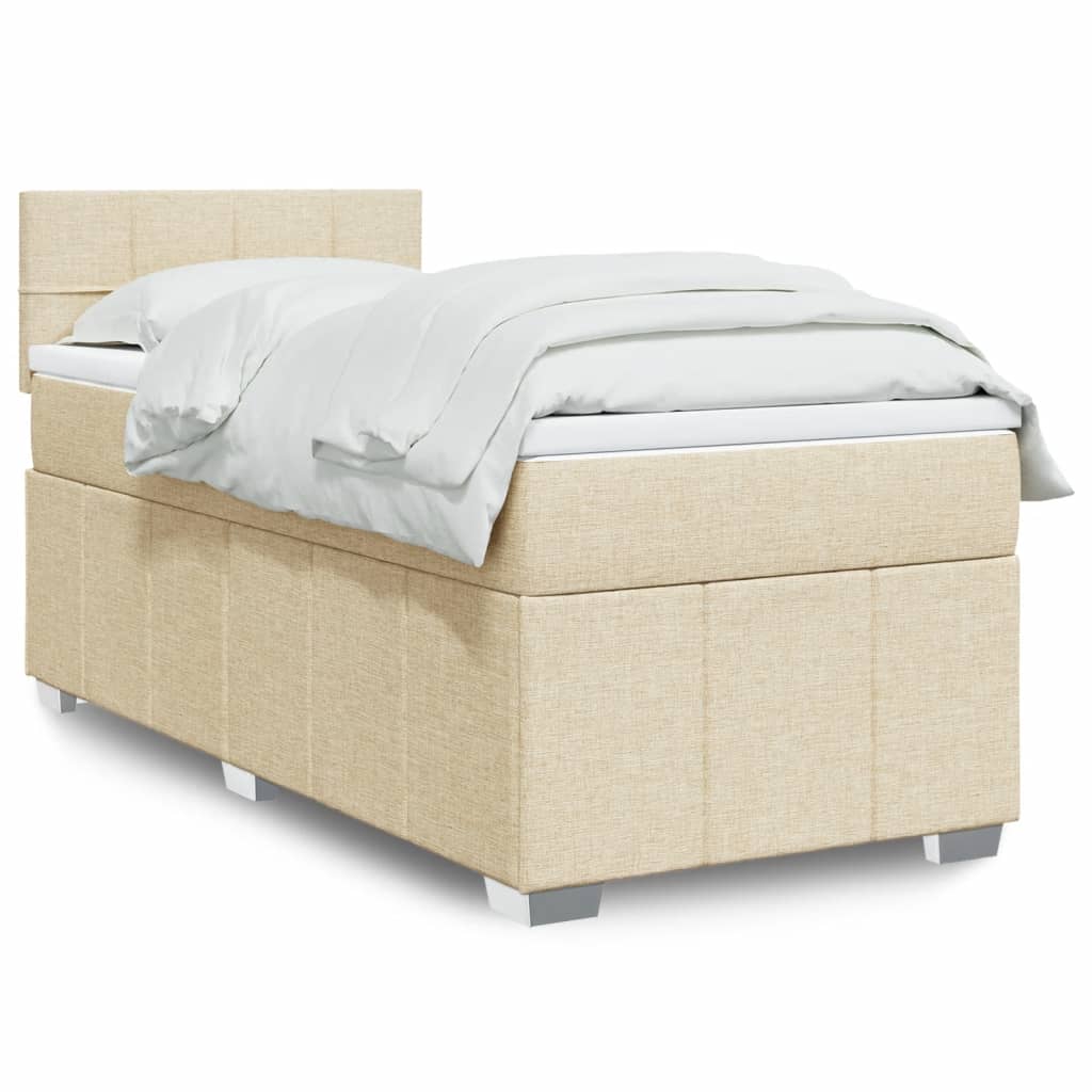 Box Spring Postel S Matrací Textil Krémová