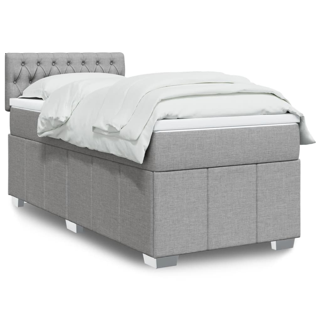 Box Spring Postel S Matrací Textil Světle Šedá