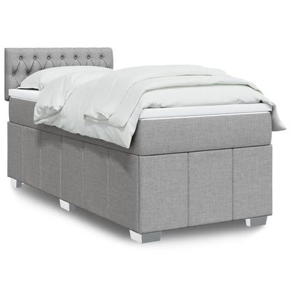 Box Spring Postel S Matrací Textil Světle Šedá