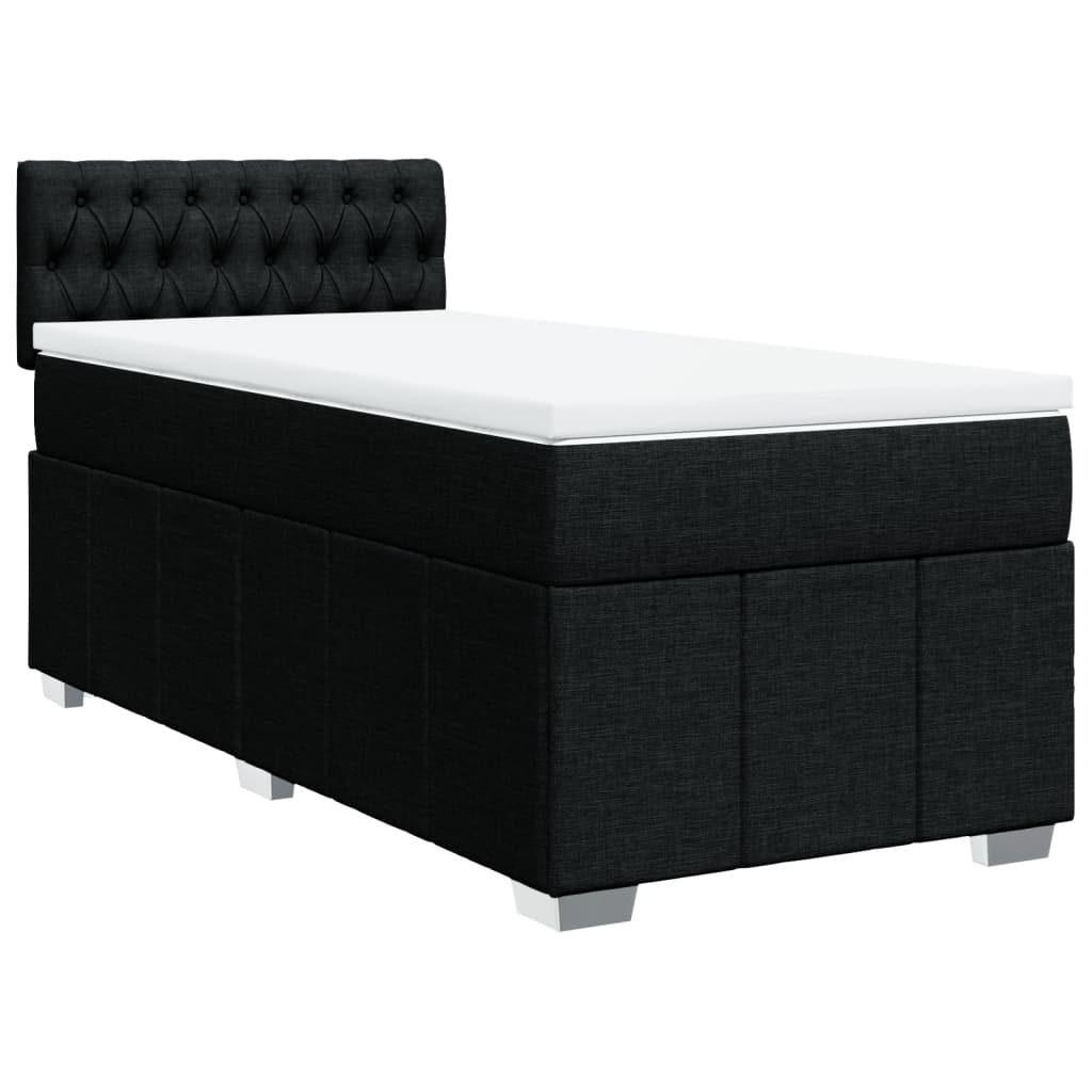 Box Spring Postel S Matrací Černá 100 X 200 Cm Textil