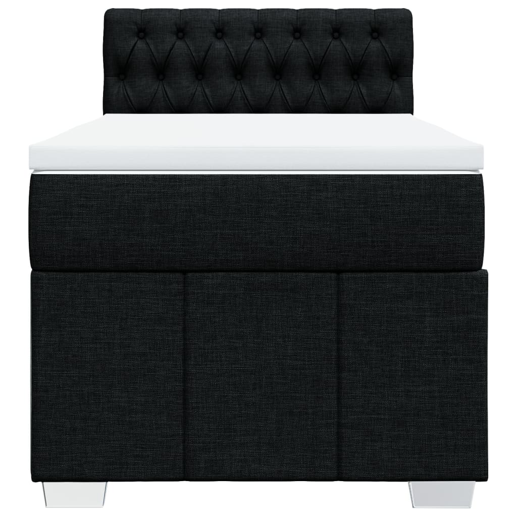 Box Spring Postel S Matrací Černá 100 X 200 Cm Textil
