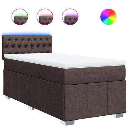 Box Spring Postel S Matrací Tmavě Hnědá 100 X 200 Cm Textil