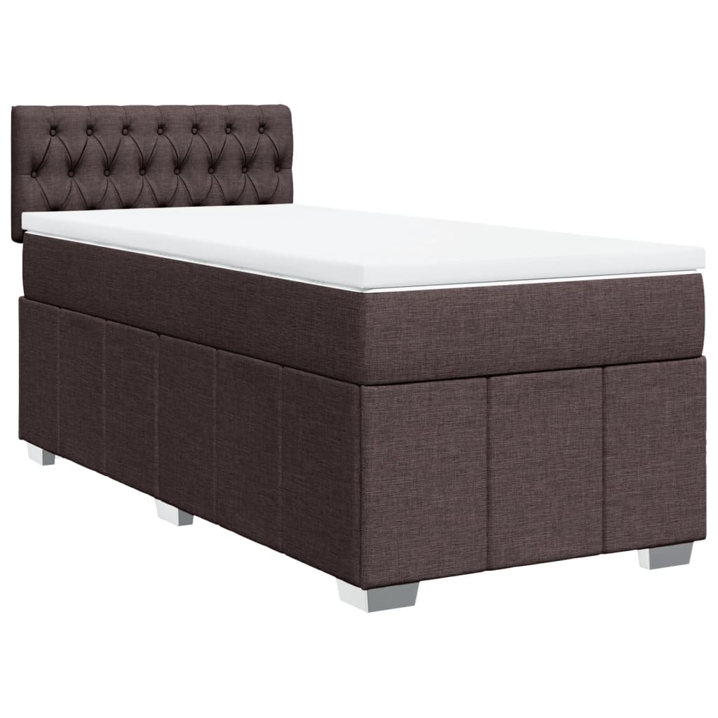 Box Spring Postel S Matrací Tmavě Hnědá 100 X 200 Cm Textil