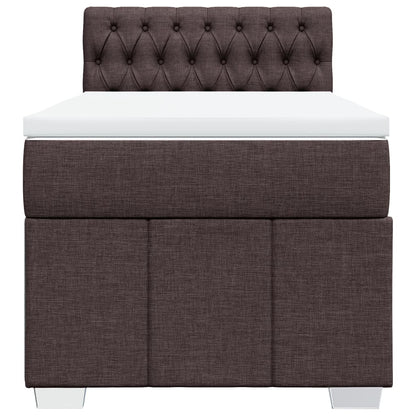 Box Spring Postel S Matrací Tmavě Hnědá 100 X 200 Cm Textil