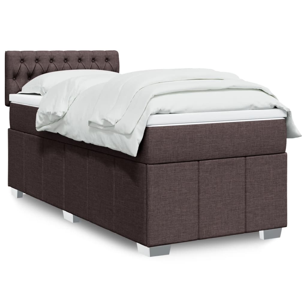 Box Spring Postel S Matrací Tmavě Hnědá 100 X 200 Cm Textil