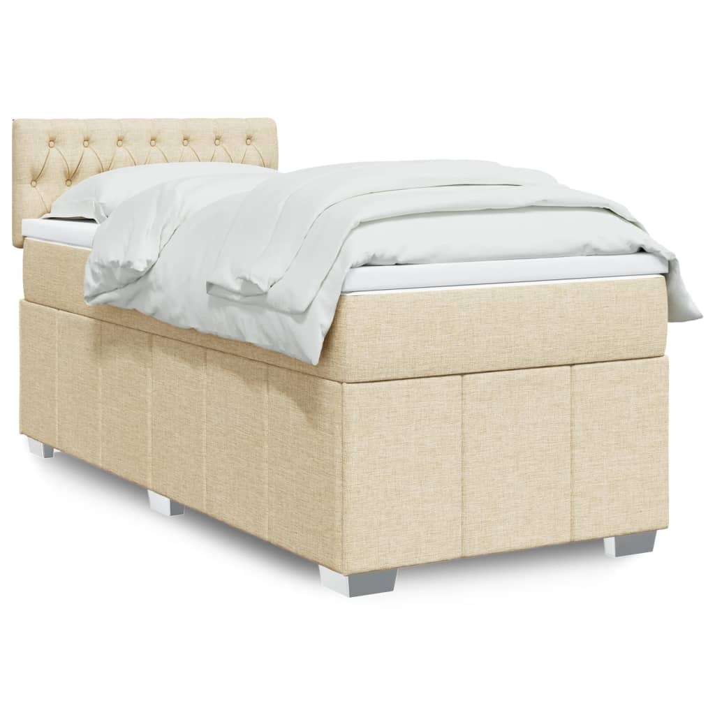 Box Spring Postel S Matrací Textil Krémová