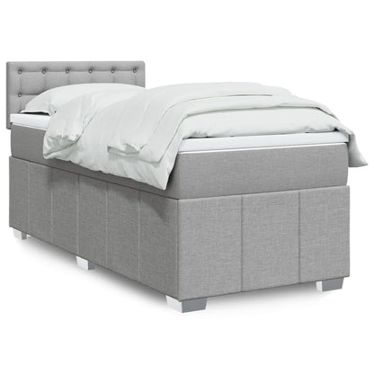 Box Spring Postel S Matrací Textil Světle Šedá