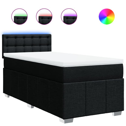 Box Spring Postel S Matrací Černá 100 X 200 Cm Textil