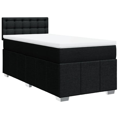 Box Spring Postel S Matrací Černá 100 X 200 Cm Textil