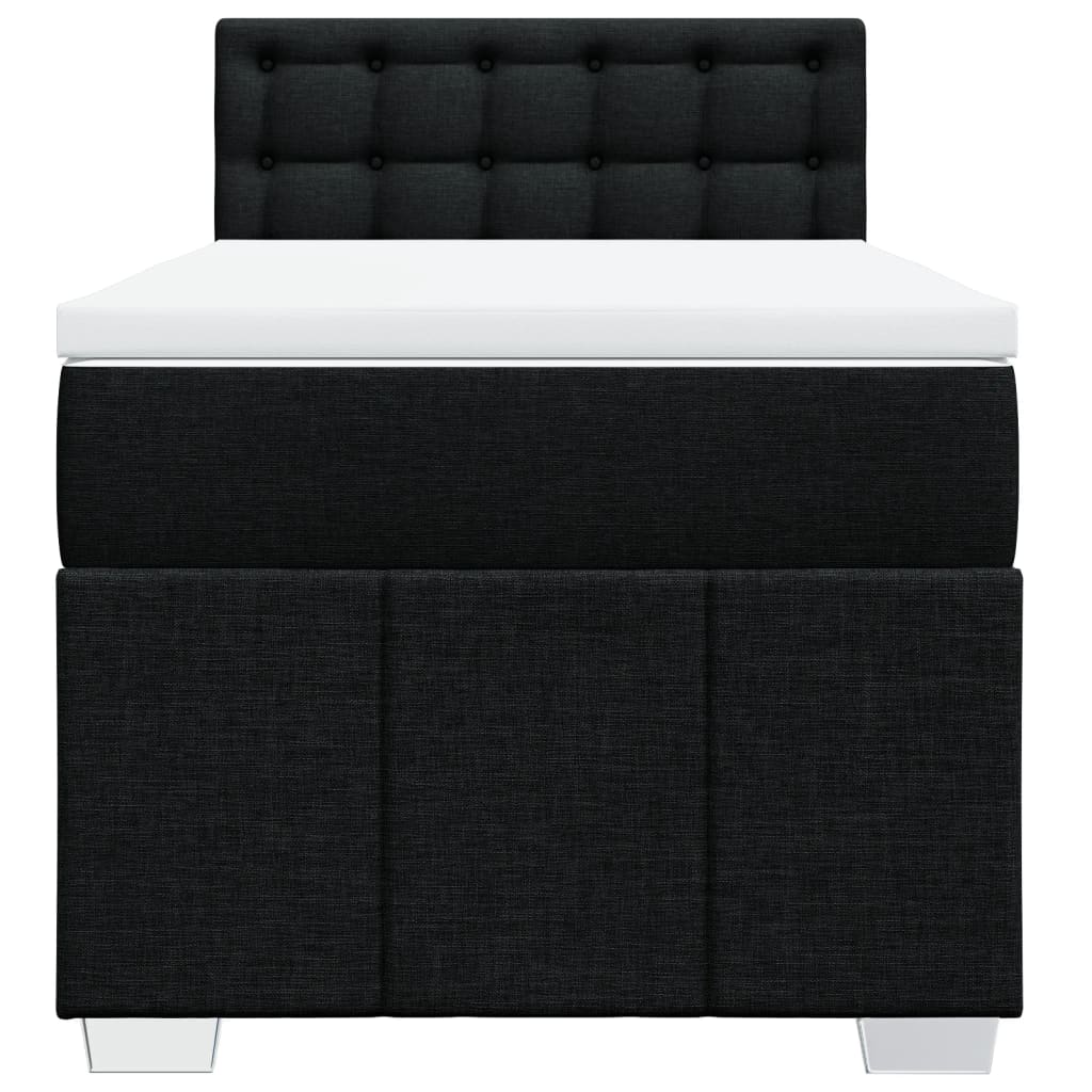 Box Spring Postel S Matrací Černá 100 X 200 Cm Textil