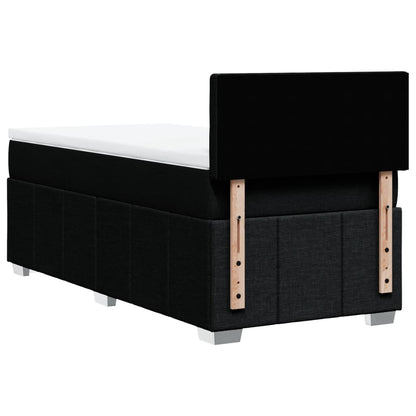 Box Spring Postel S Matrací Černá 100 X 200 Cm Textil