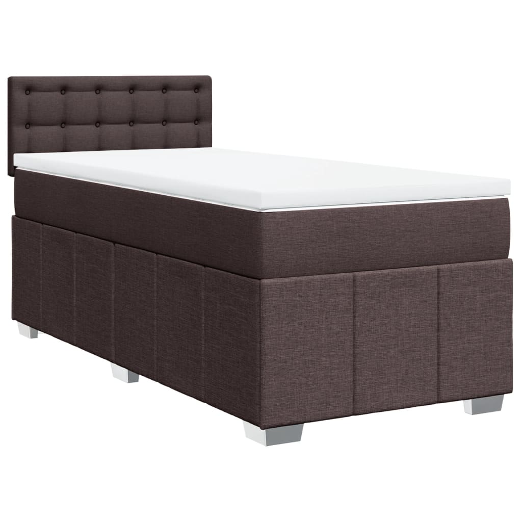 Box Spring Postel S Matrací Tmavě Hnědá 100 X 200 Cm Textil
