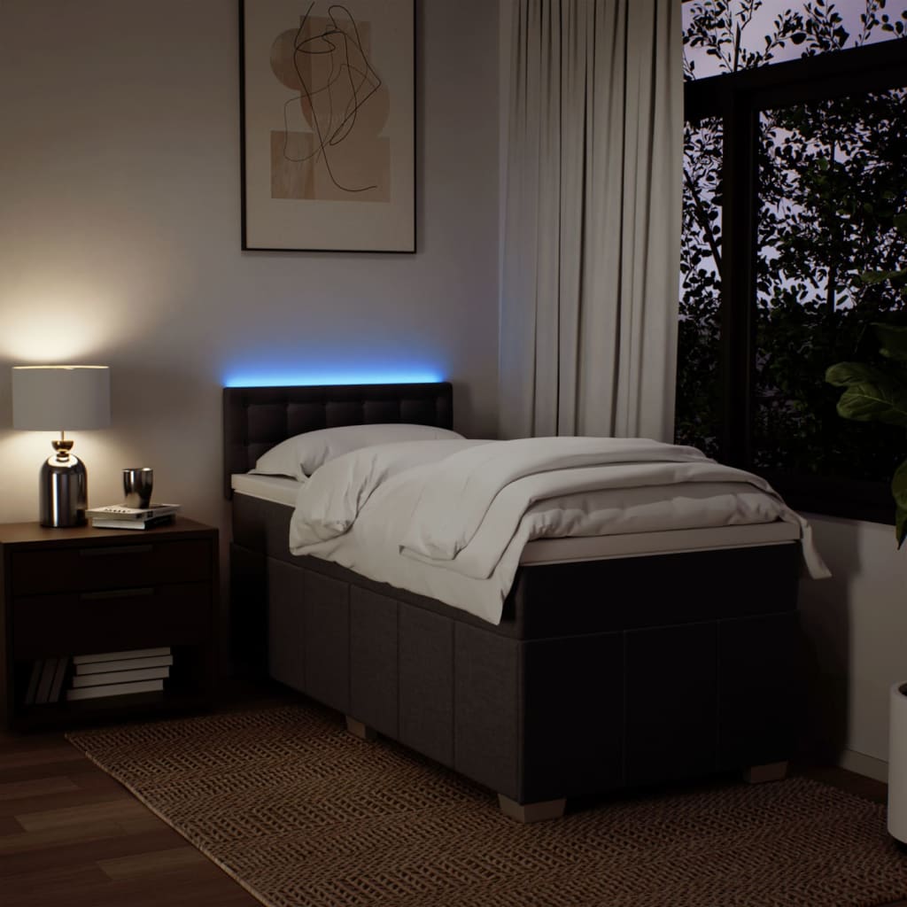 Box Spring Postel S Matrací Tmavě Hnědá 100 X 200 Cm Textil