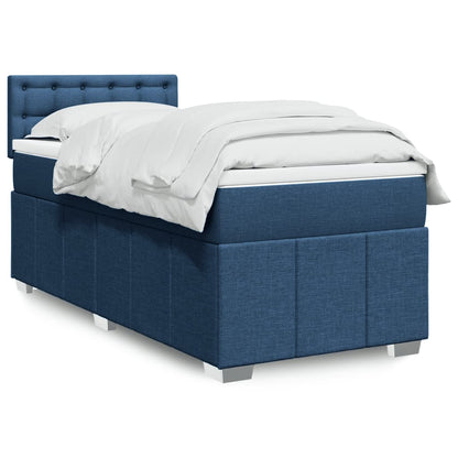 Box Spring Postel S Matrací Černá Textil Modrá