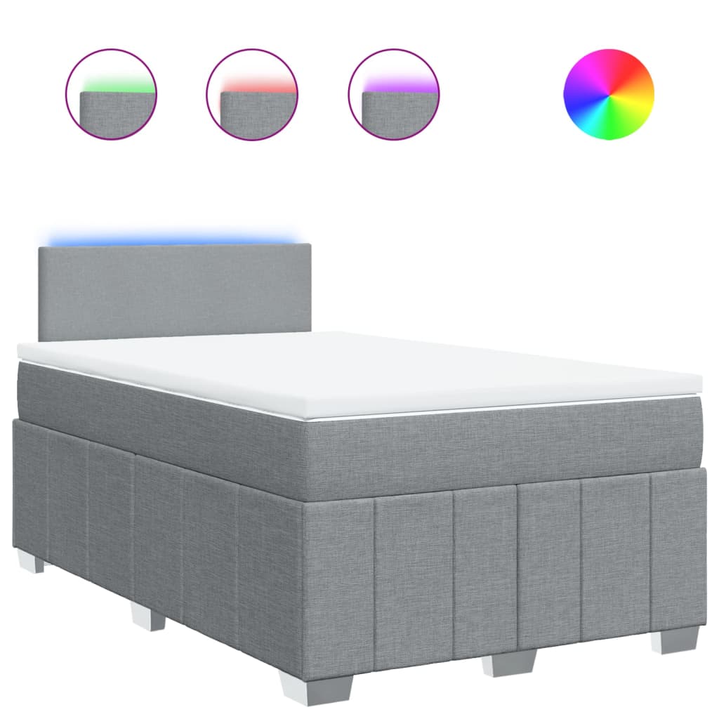 Box Spring Postel S Matrací Textil Světle Šedá