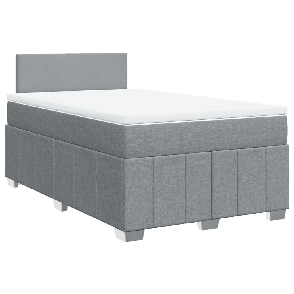 Box Spring Postel S Matrací Textil Světle Šedá