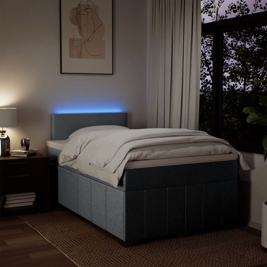 Box Spring Postel S Matrací Textil Světle Šedá
