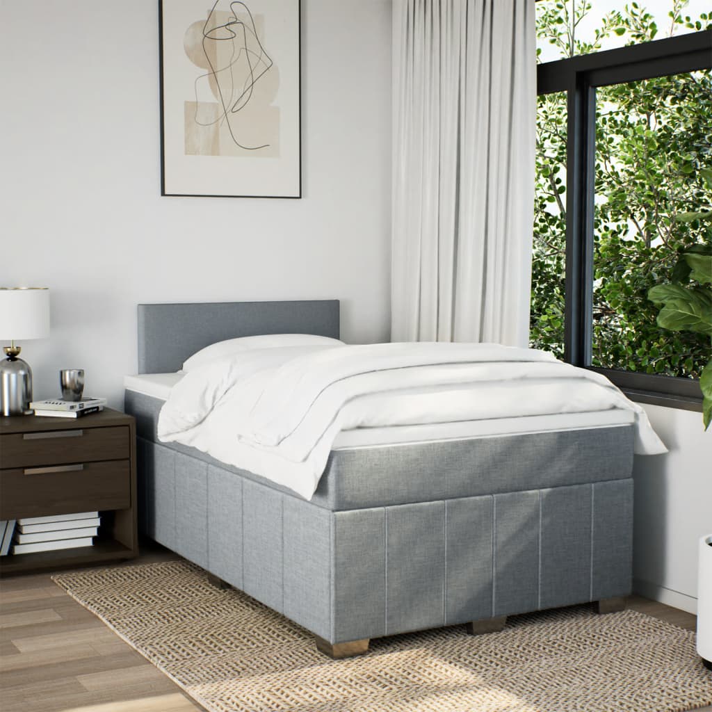 Box Spring Postel S Matrací Textil Světle Šedá